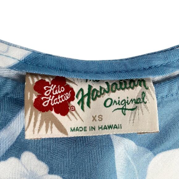 Hawaiian The Original Blue Hibiscus Mini Dress Tropical XS Made in Hawaii Resort - Picture 5 of 10